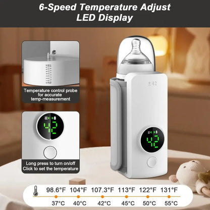 Constant Temperature Bottle Warmer Wireless Digital Display Milk Warmer Rapid Warming Portable Nighttime Milk Warmer Car Mount